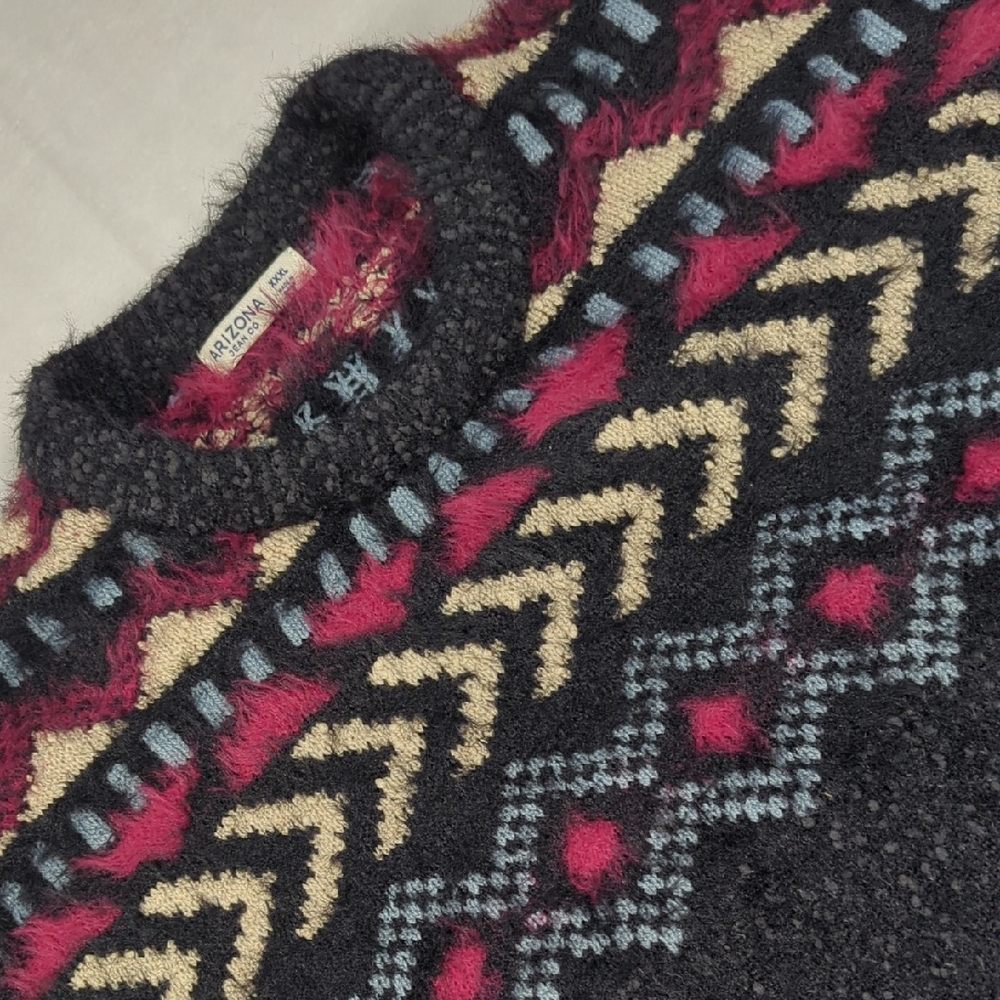 Arizona Jean Company Fair‎ Isle Cropped Fuzzy Sweater Women's Size XXXL